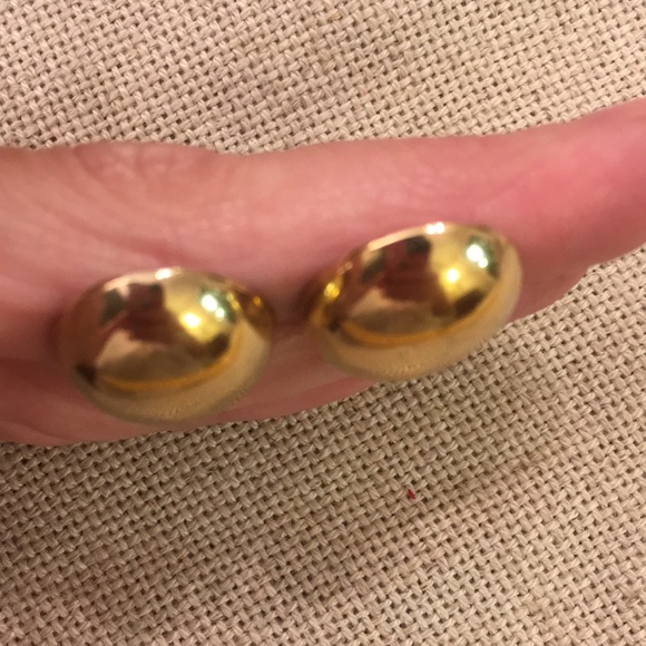 BEAU Goldplated Sterling Oval Button Clip Earrings - Picture 8 of 8